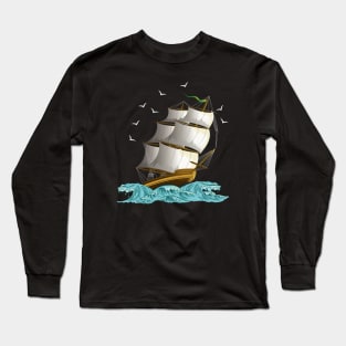 Sailing Ship Wave Long Sleeve T-Shirt